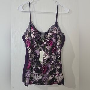 XL Ann Taylor Purple and Pink Elegant Lacy Trimmed Camisole. Adjustable Straps.